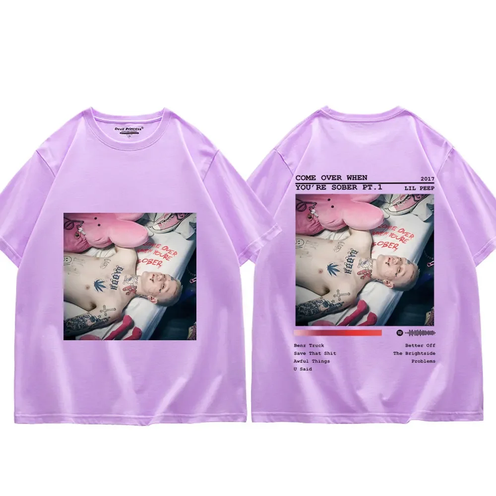 Rapper Lil Peep Double Sided Print T Shirts Men Women Trend Hip Hop Rap Short Sleeve T-shirt Street Fashion Oversized T-shirts