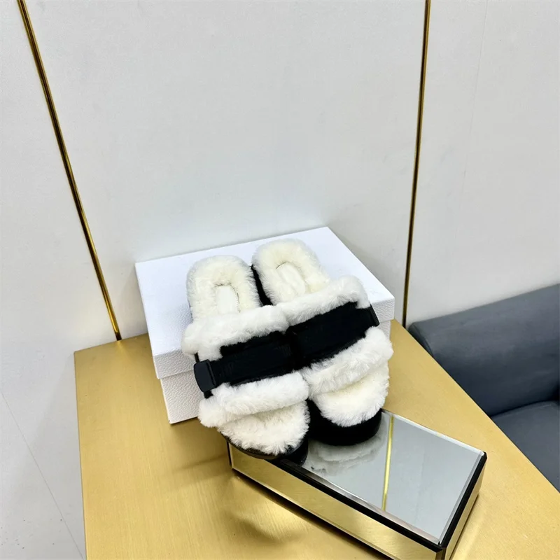 Warm Wool Birken Slippers Women Winter Fur Flat Shoes Woman Luxury Brand Designer Pantuflas Thick Bottom Outdoor Zapatos Mujer