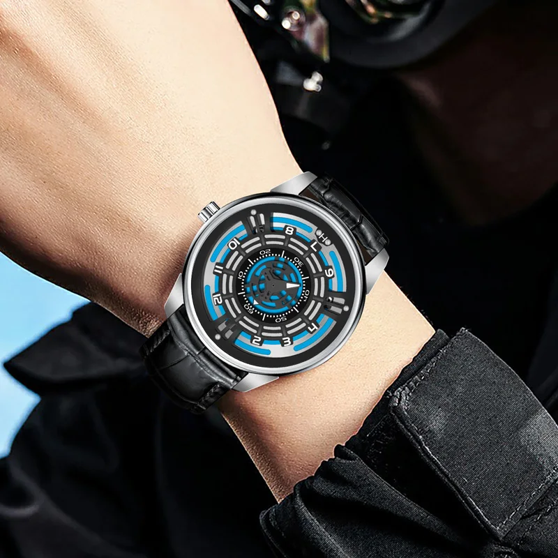 PINDU New Fashion Luxury Men\'s Automatic Chronograph Mechanical Watch Leather 30M Waterproof Luminous Watch Reloj Hombre