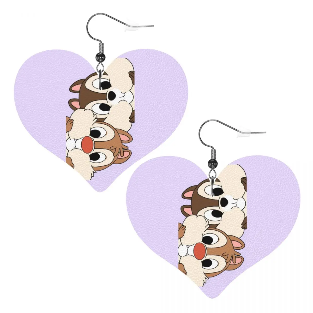 Custom Funny Cartoon Chip And Dale Dangle Drop Earrings Leather Earrings for Women Fashion For Party