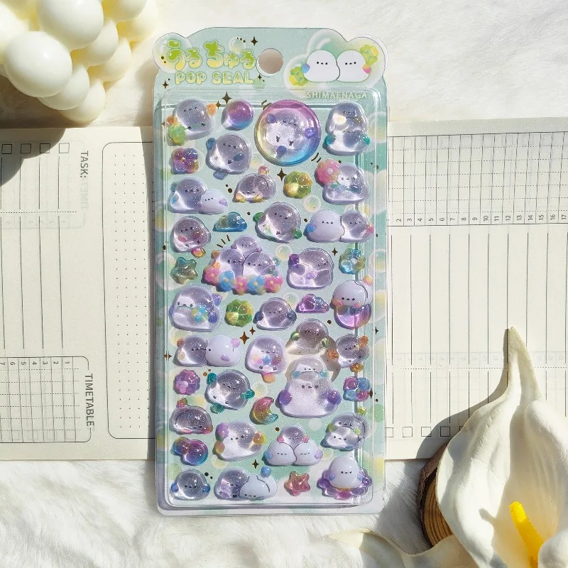 

4pcs3D relief fun stickers, acrylic diamond stickers, children's handmade DIY decorative stickers, beautiful relief fun stickers