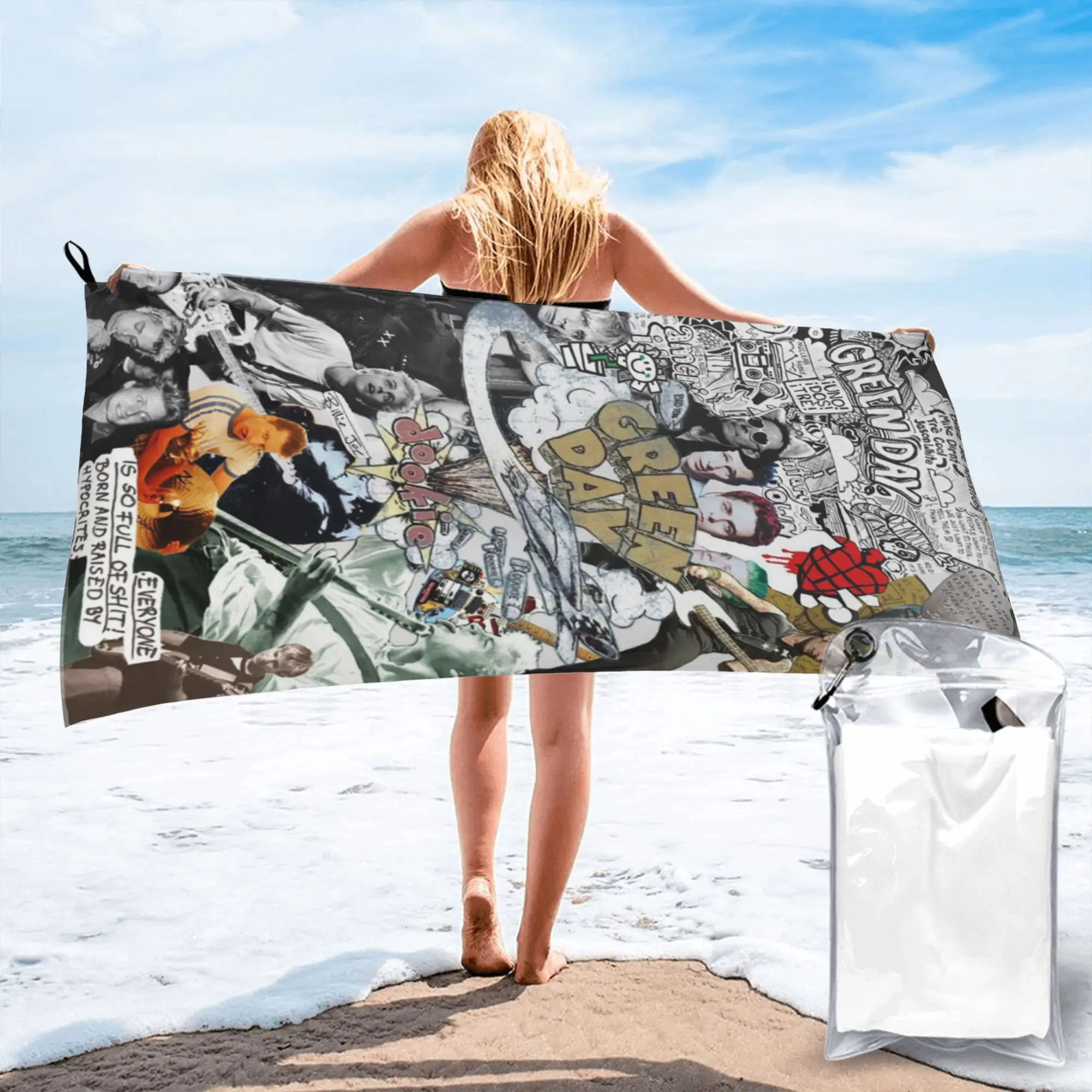 

Green Day Rock Band Tour Beach Towel Soft Microfiber Quick Dry Absorbent Quick Towels For Yoga