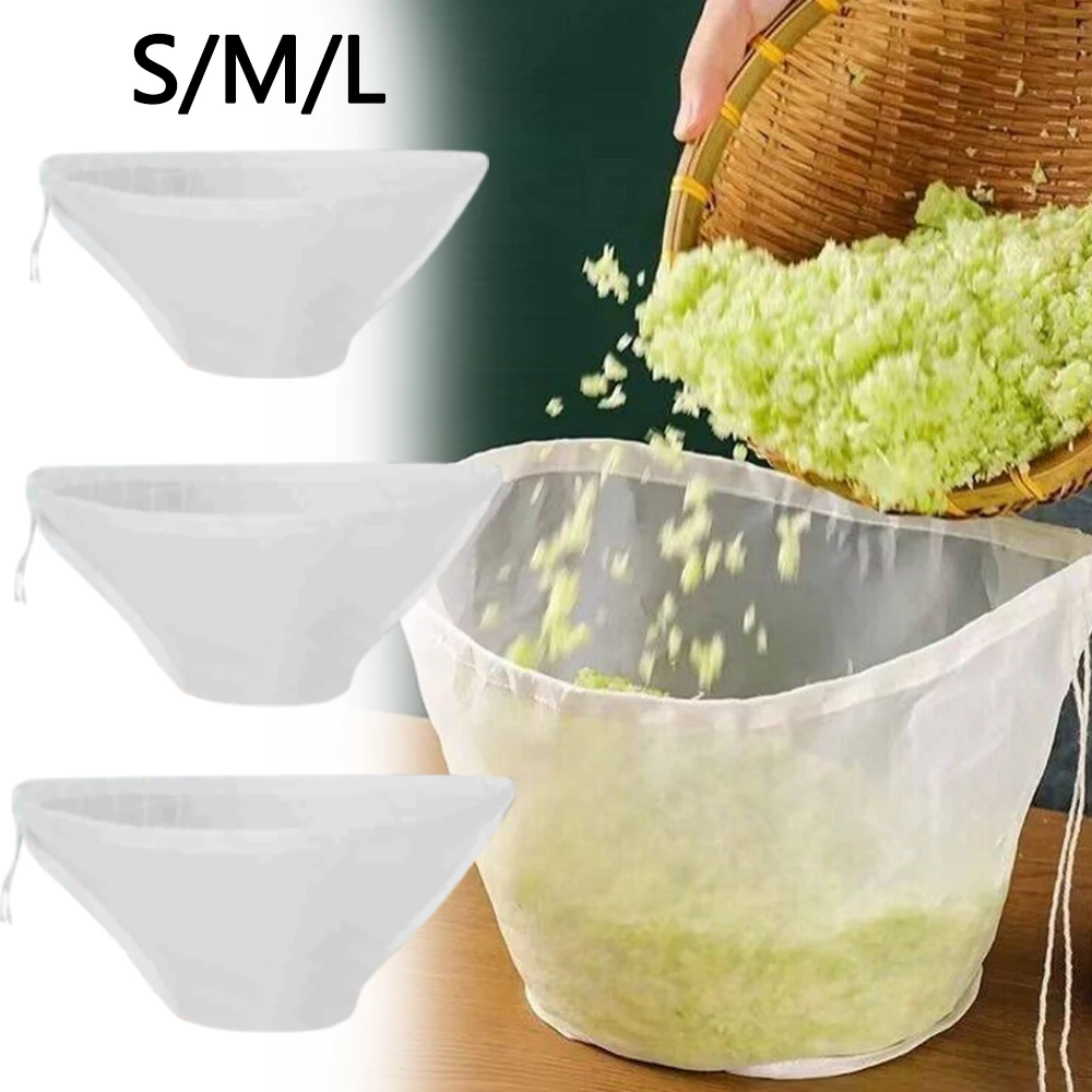 

Nylon Filter Bags Reusable Anti-blocking Filtration Drawstring Filter Bag Easy to Clean Bowl Type