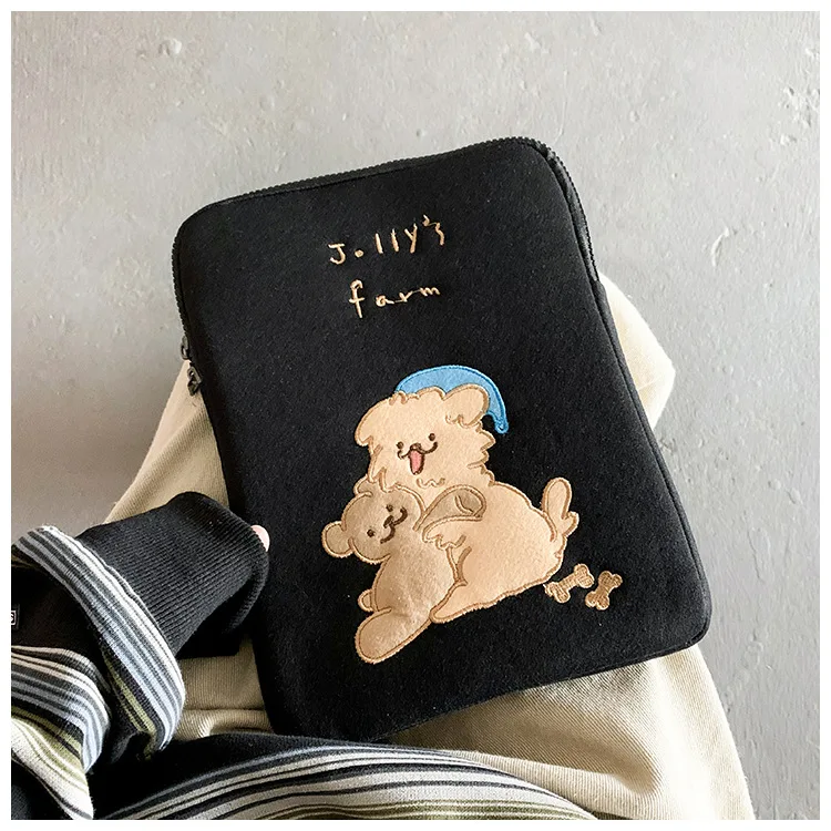 Ins Korea Cute Bear Laptop Sleeve 11 13 14 15 Inch Cover Ipad Macbook Pro Computer Accessories Carring Case Laptop Bag Women