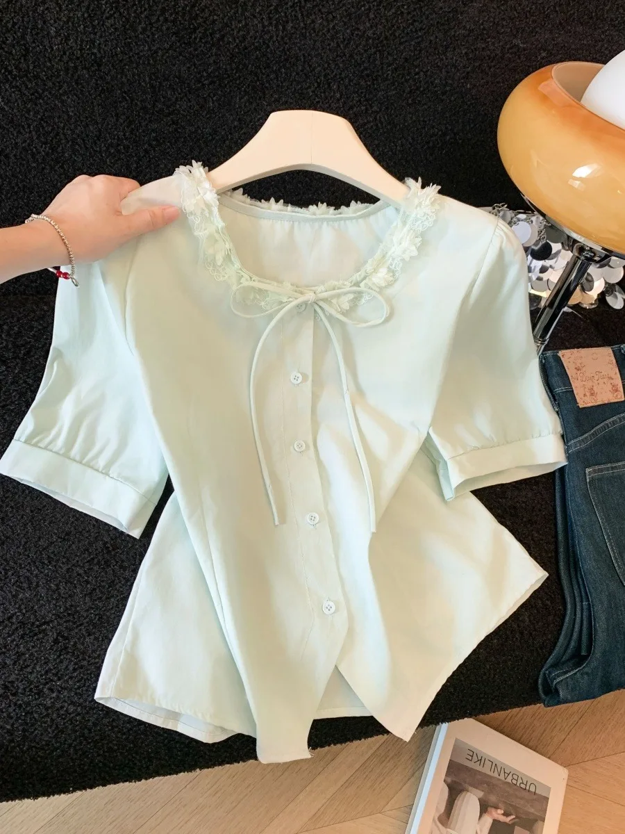 

Korean Sweet Floral Collar Loose Casual Comfortable Short Sleeve Shirt Women's Summer New Style Breathable Skin-friendly Shirt