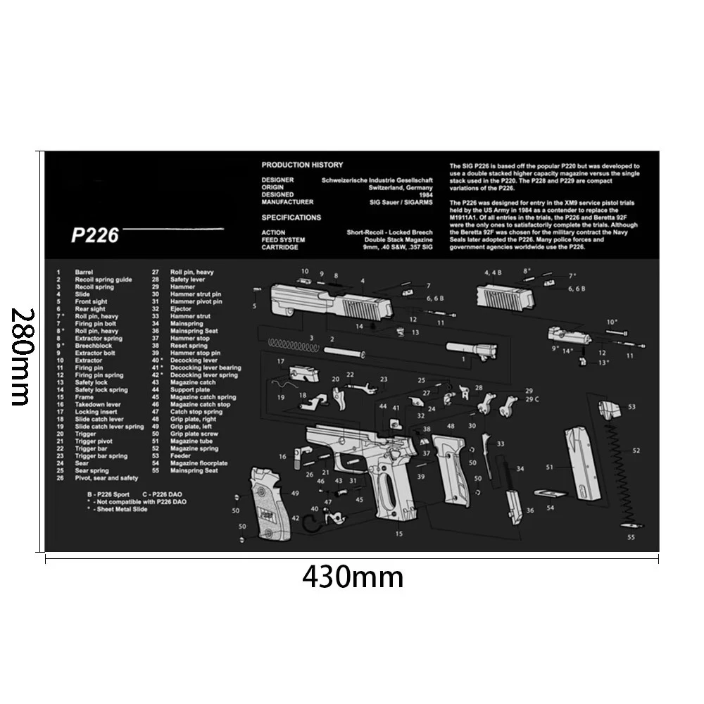 AR15 AK47 Pistolenreinigungs-Gummimatte Mauspad für Pistole GEN5 Glock 17 19 1911 Beretta 92 P320 CZ 75 CZ SHADOW 2 HK USP Zubehör
