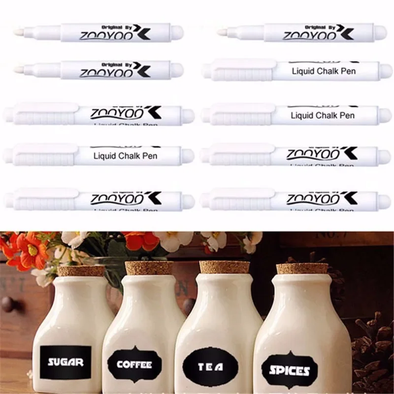 3/10Pcs White Liquid Chalk Erasable Pen Marker For Glass Windows Electronic Blackboard Chalkboard Window White Pen