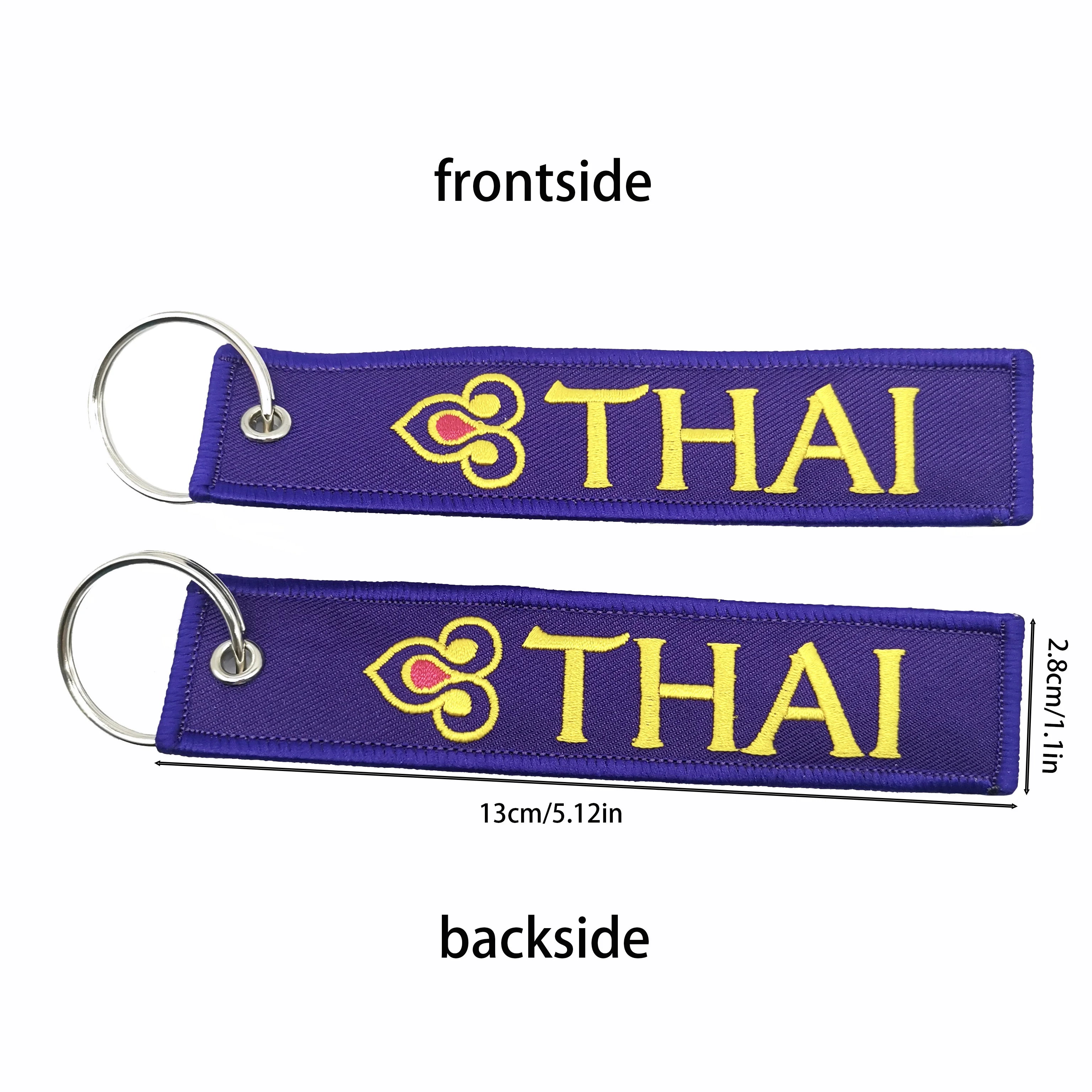 1 PC  THAI Purple Keychains Fashion Trinkets Embroidered Keychain Metal Keyring Keychains for Flight Crew/Pilot/Aviation Loves