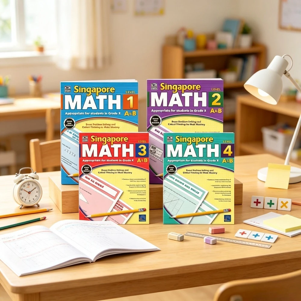 Singapore Math Level 1-4 A&B Math Workbook is tailored to the local teaching system and serves as an English math teaching aid