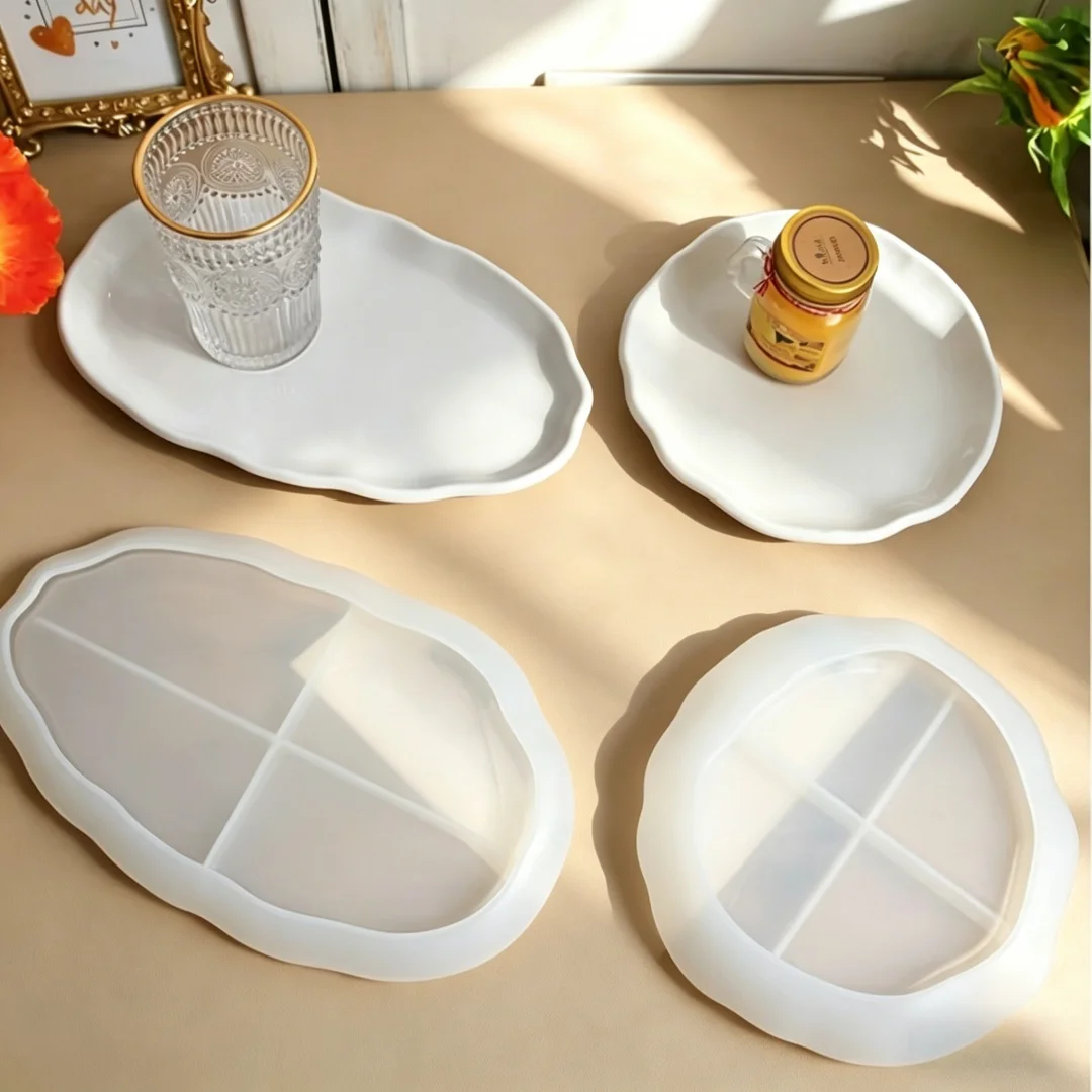 Irregular Cloud Wavy Edge Gypsum Storage Tray Silicone Molds Plaster Ornaments For DIY Resin Cement Tray Home Decoration