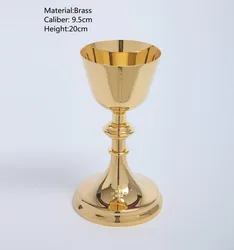 Catholic Chalice and Paten, Brass Gold Gilded Priest Ciborium with Cross Cover, Scared Vessel, Religious Supplies