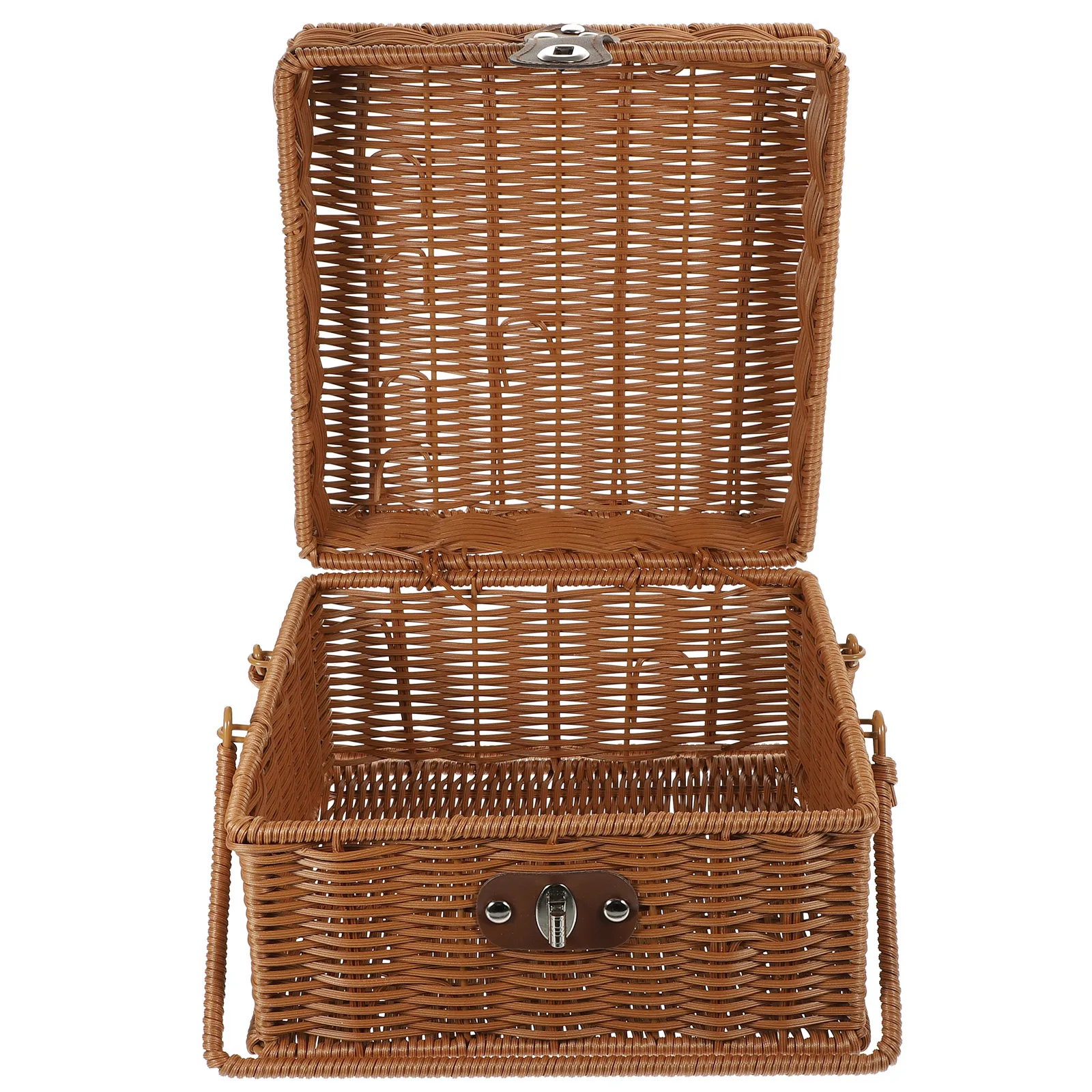 

Hand-Woven Portable Picnic Basket Woven Storage Basket PP Durable for Fruits Vegetables Egg Holder Handle Design