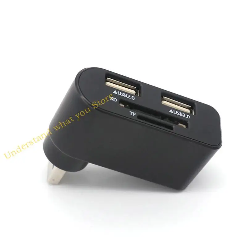 

J60A 4-port USB2.0 Hub 180° Rotating Multi-function TF Card Reader USB Splitter