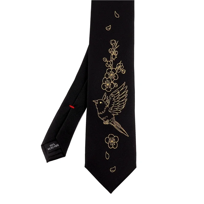 Free Shipping New Male men\'s Original design tie female retro personality gift necktie Plum blossom canary bronzing embroidery