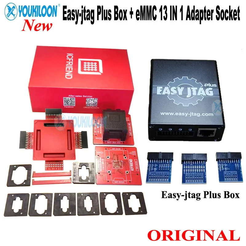 2025 latest Original NEW Easy Jtag Plus Box + Adapter ( 3 pcs) ,ICFRIEND EMMC BGA 13 IN 1 Socket （ISP random sending）