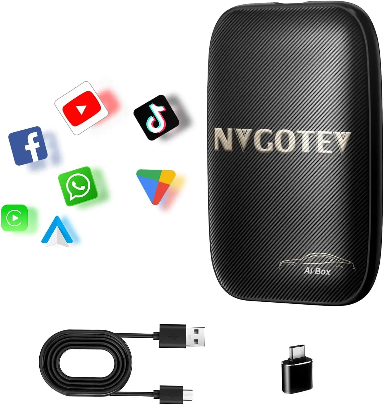 

Android AI Box Wireless Carplay Adapter Wired to Wireless Carplay 8-Cores Wireless Android Auto& CarPlay Car USB Adapter 8G