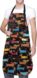 Cute Dachshunds Apron Funny Waterproof Kitchen Aprons with 2 Pockets