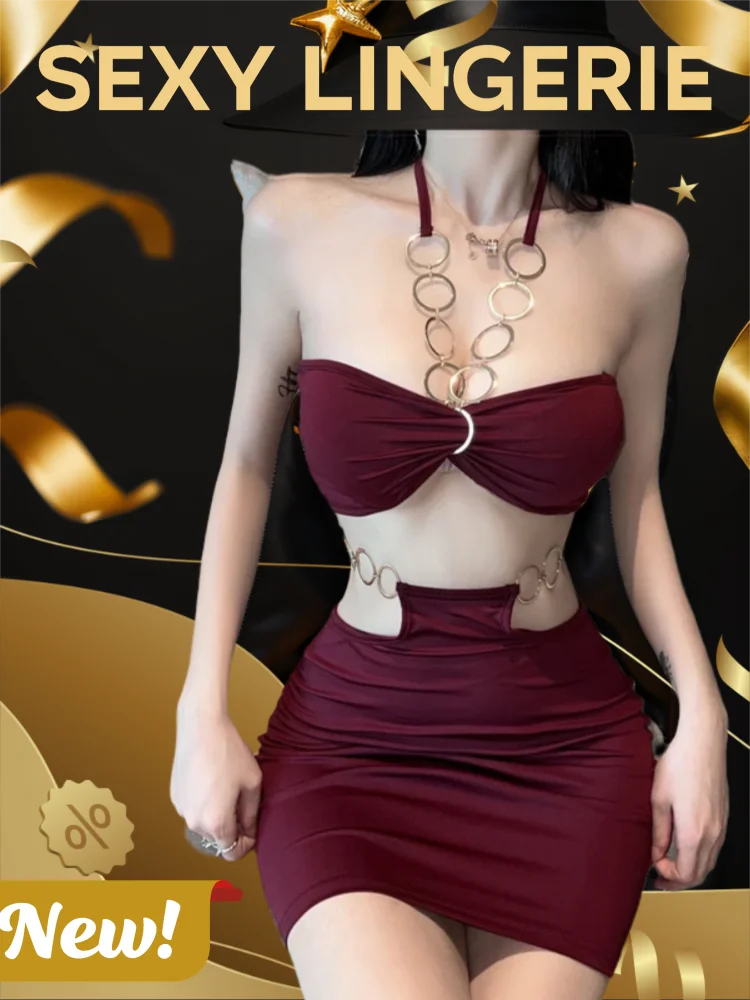

Сексуальное порно женское белье на шее, висящее металлическое кольцо с открытой спиной, ультра облегающая короткая юбка, сексуальный костюм с вырезами, аксессуары для гаджетов 18+