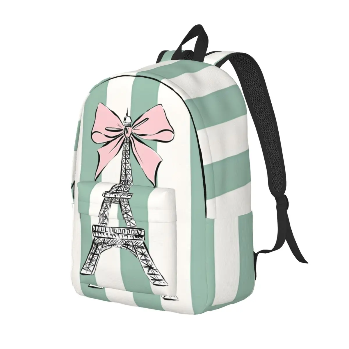 High School Sports Meet Commemoration Zipper Closure Versatile Eiffel Tower Knapsack Girl Boy Children's Bags Gift