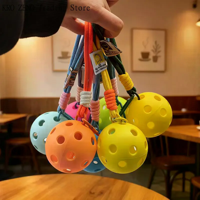 Creative Pickleball Racket Metal Keychain Colorful Hollow Golf Ball Keychains Dink Ball Fans Party Gift Bag Pendant