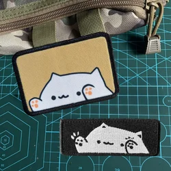 Cute Bongo fat cat meme Embroidery Patch Funny Cats Printed Morale Badges Military Armband Tactical Hook&Loop Backpack Stickers