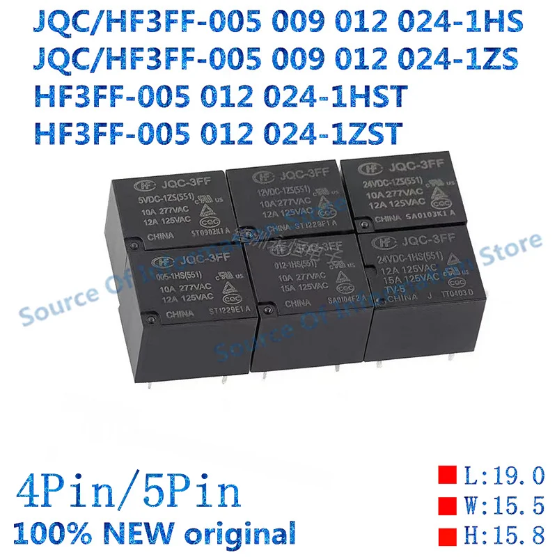 

HF- JQC-3FF-5 005 9 009 12 012 24 024VDC -1ZST 1HST Relay, 100% New