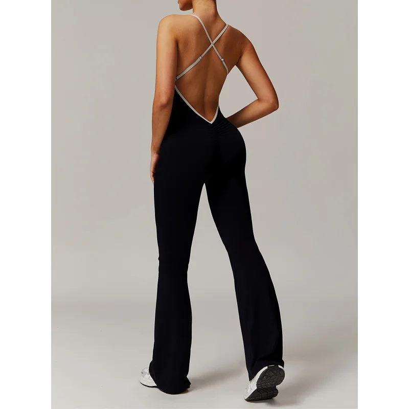 Body de mujer de cintura alta con espalda cruzada y diseño Bellars - Mono de cuerpo completo con control de abdomen, de color liso y ajustado de una pieza para