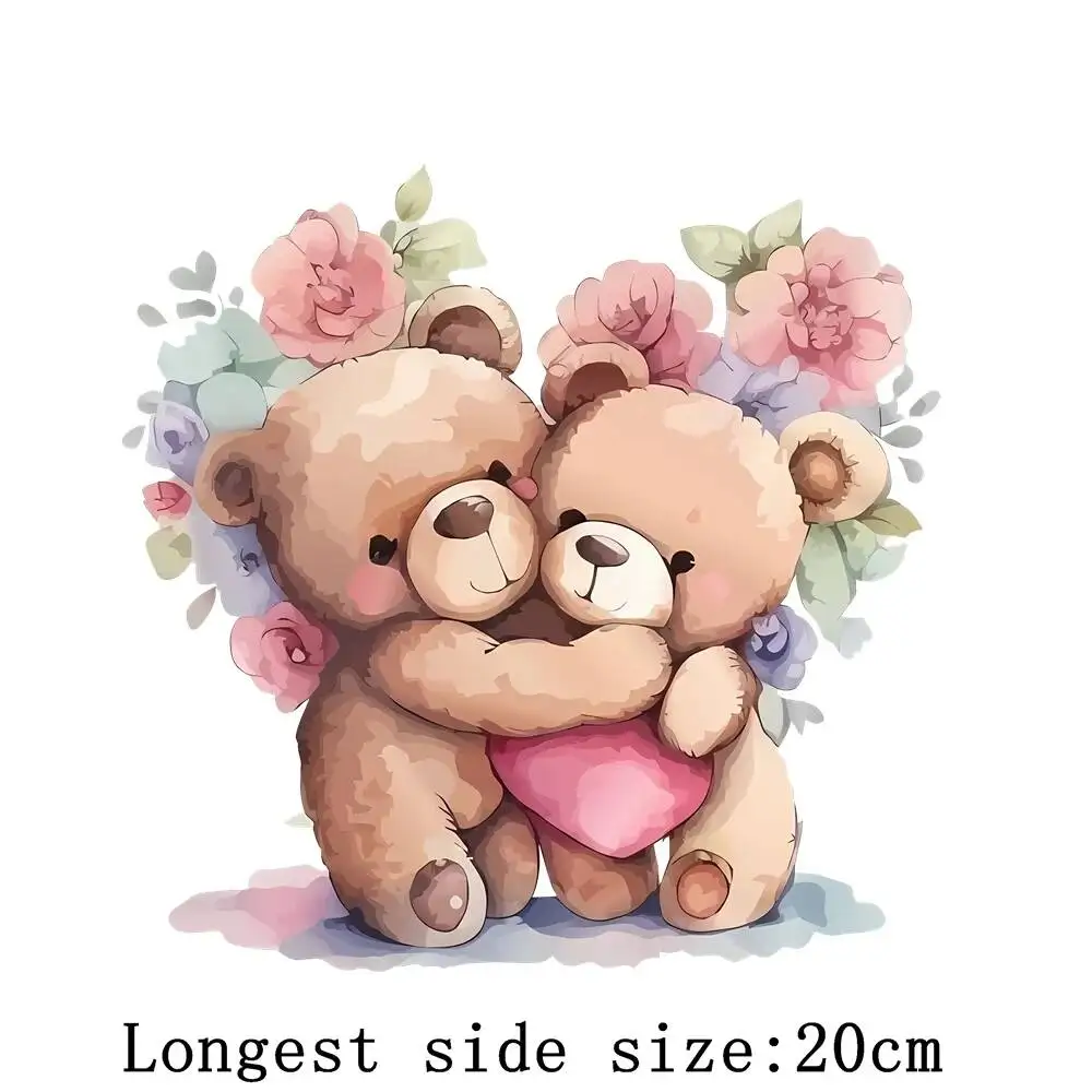 20cm Animal Owl Bear Iron-On Transfers Sticker For T-Shirts DIY Flower Cat Dolphin Leopard Heat Transfer for Clothes Stickers