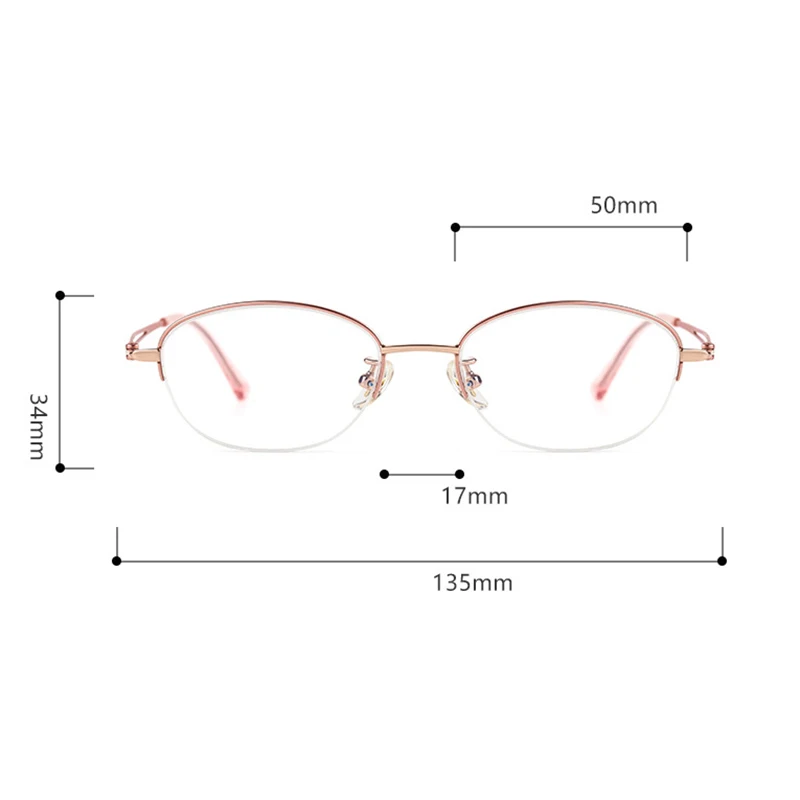 النساء نصف فرملس النظارات الطبية مكافحة الضوء الأزرق شبه الكروي قصر النظر مد البصر العدسات التقدمية العمل النظارات البصرية