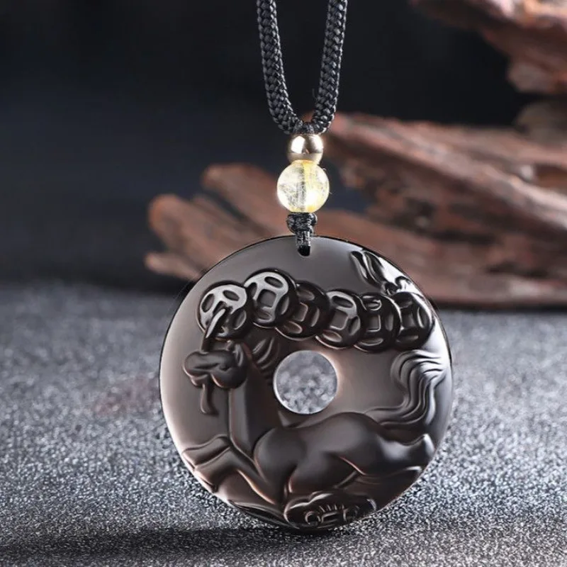

Ice Obsidian Zodiac Safety Buckle Pendant, Exquisite and Fashionable Ethnic Style Pendant