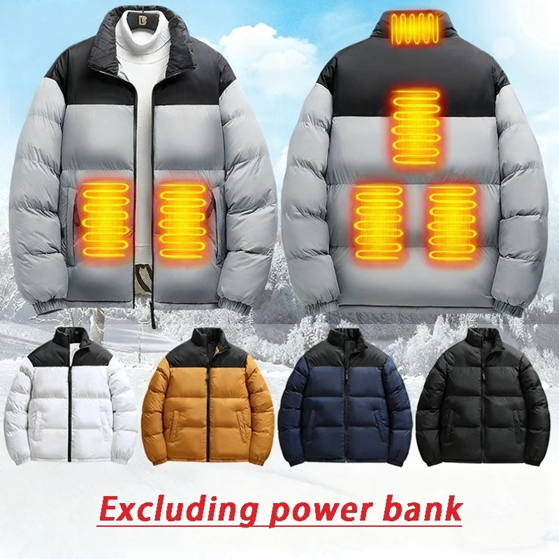 

2025 New USB Heated Jacket Stand Collar Unisex Casual Cotton Outerwear Outdoor Warmth Electric Heating Coat For Motorcycling