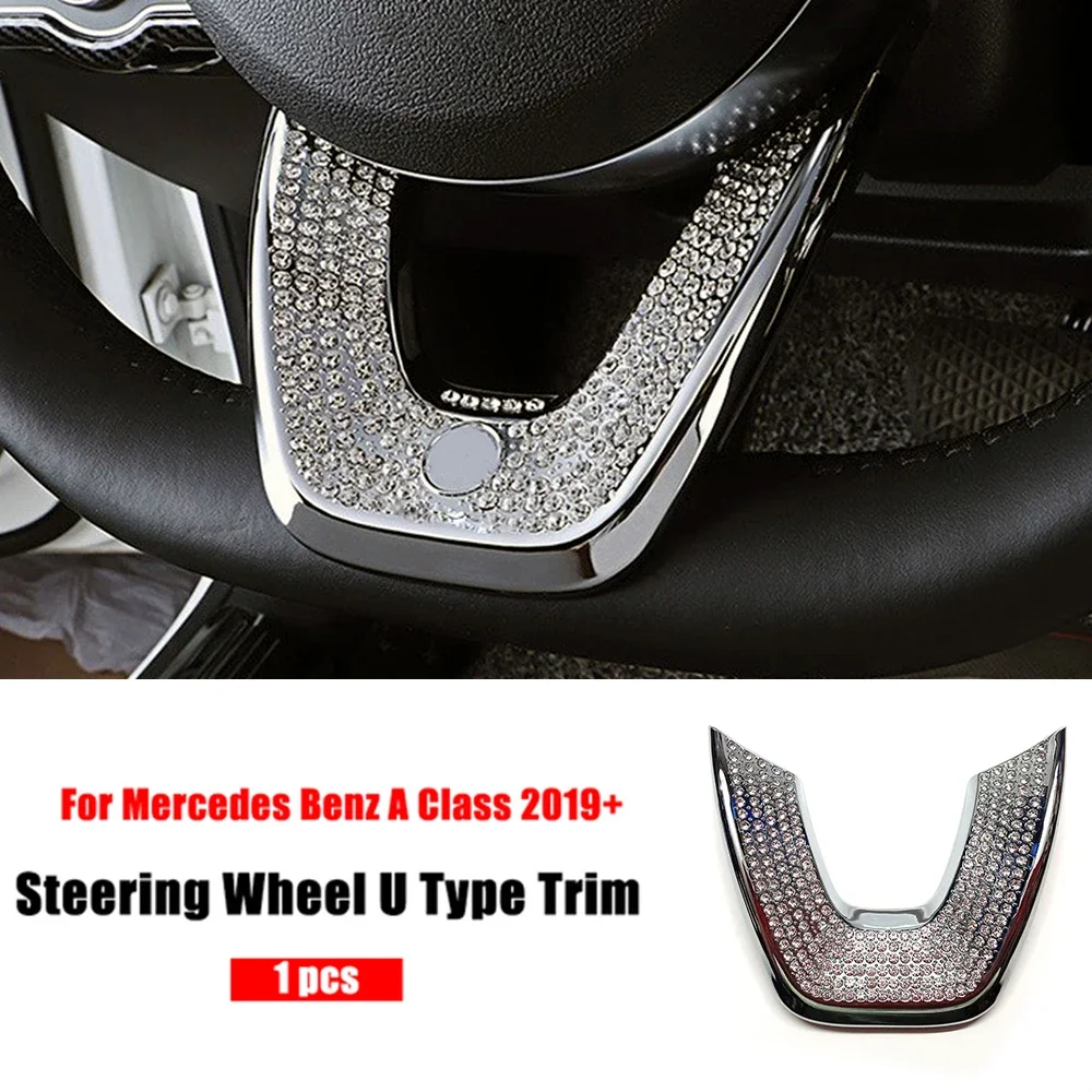 For Mercedes Benz A Class W177 2019-2022 A180 A200 A220 A250 A35 AMG Steering Wheel U Type Diamond Trim Crystal Sticker