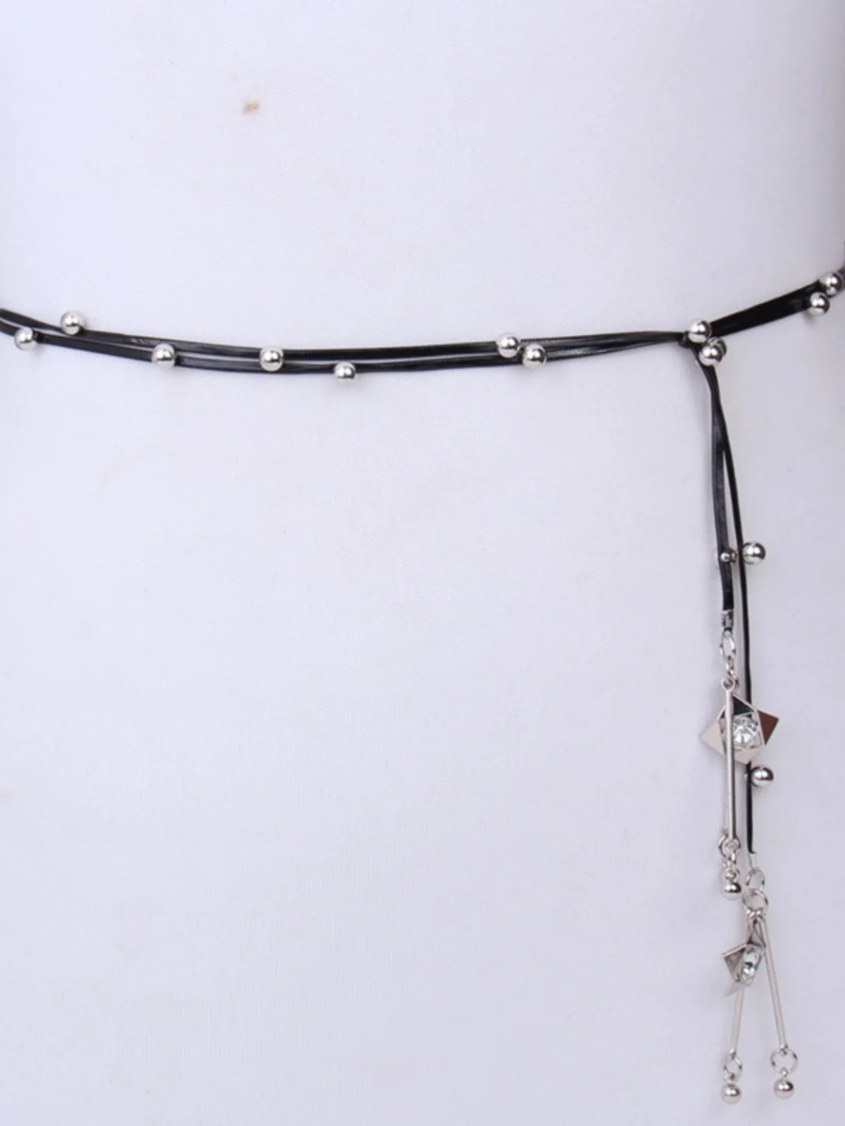Cinturón de borlas coreano con cuentas adornadas, cadena de cintura Simple plateada y nea, accesorio de moda, hebilla de al...