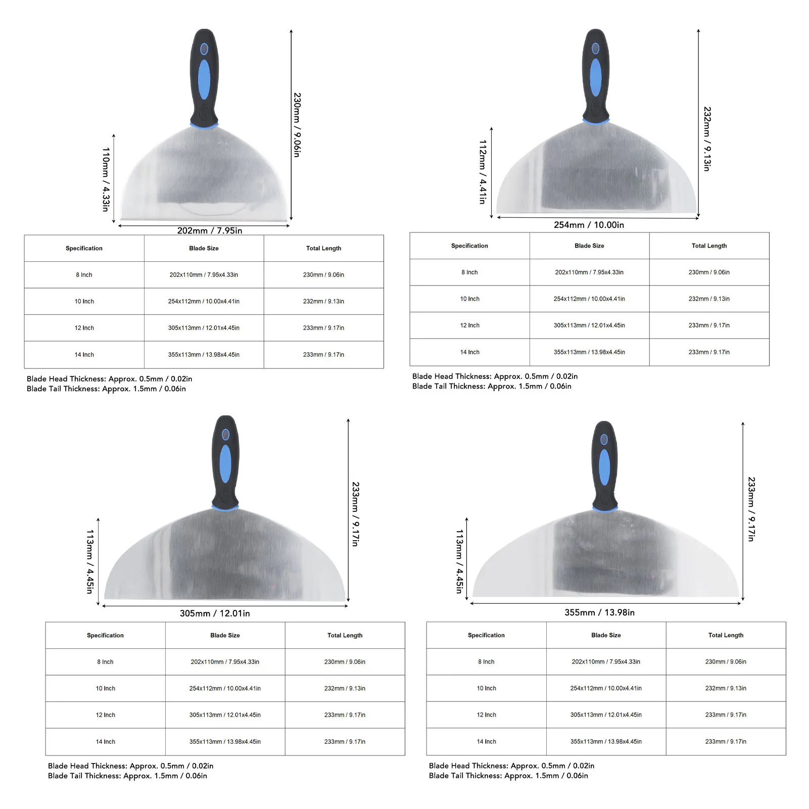 أداة مكشطة معجون من الفولاذ المقاوم للصدأ لورق الحائط ومكشطة جص مع فتحة تعليق لإصلاح الحوائط الجافة #6