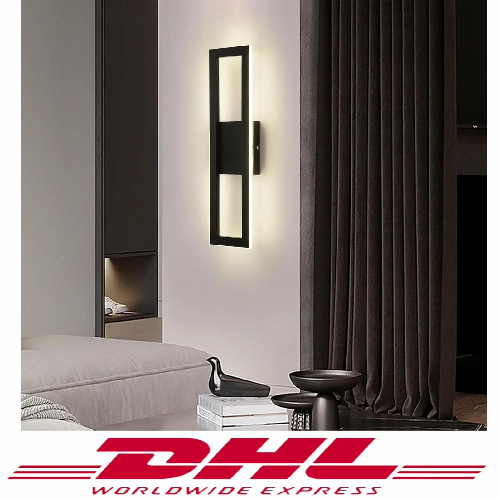 Indoor LED 15.74" Wall Light Long Bar Wall Sconce, Decor Lamp w/ Warm/Neutral/White Light Living Room Bedroom Garage