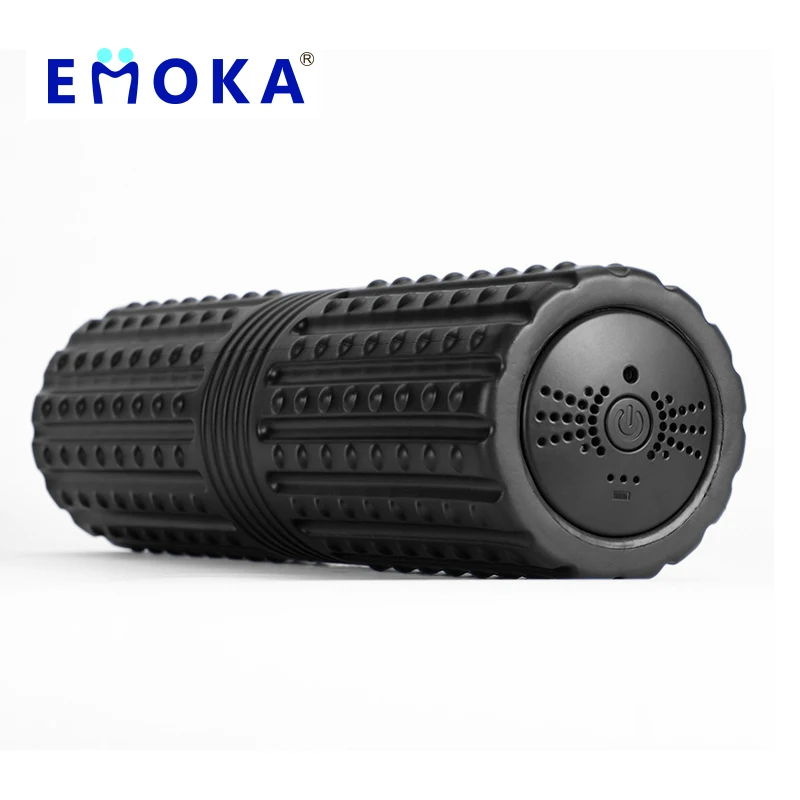 

EMOKA New Design Oem 4 Speed Vibrating Muscle Rechargeable Foam Roller EVA Body 9W Massage Gun Holder for Back CE ROHS FCC KC