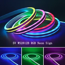 5V WS2812B światło Neon RGB indywidualnie adresowane oświetlenie pikselowe 5050 60Leds/m pełne kolorowy pasek LED IP67 wodoodporne taśma wstążkowa