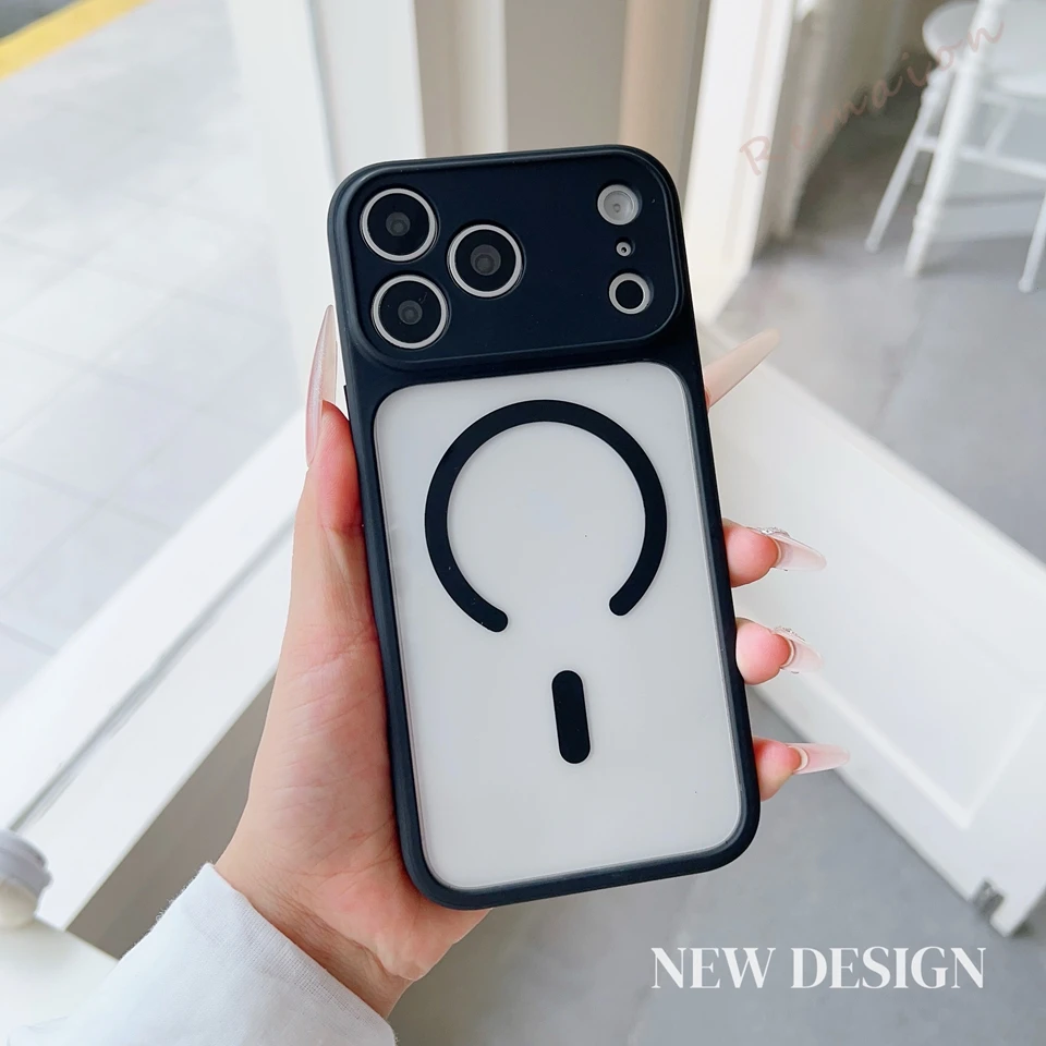 Magnetic Transparent Acrylic phone case For iPhone 17 16 15 14 13 12 11Pro Max Support wireless charging view 2