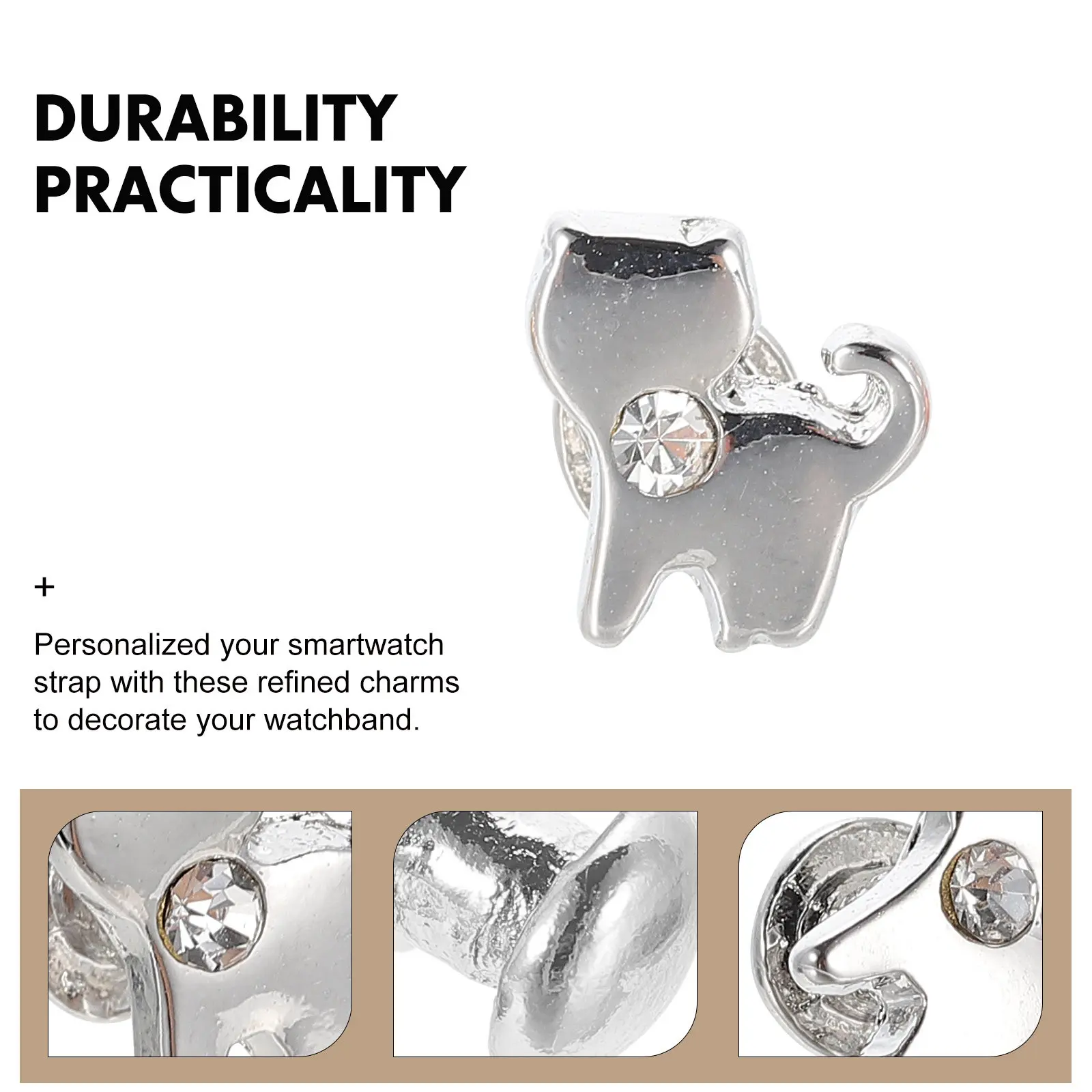 3pcs Watch Strap Charms for Silicone Bands – Metal Decor Studs, Easy-Attach & Comfortable