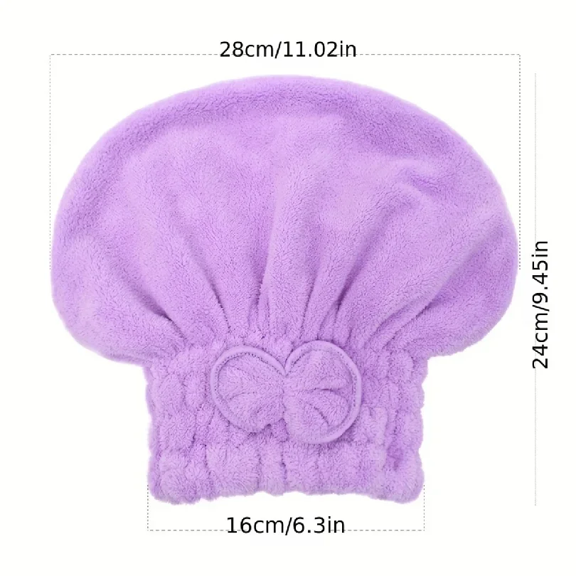 1Pc Microfiber Hair Drying Towels Head Wrap with Bow-Knot Shower Cap Hair Turban HairWrap Bath Cap for Curly Long Wet Hair Gift