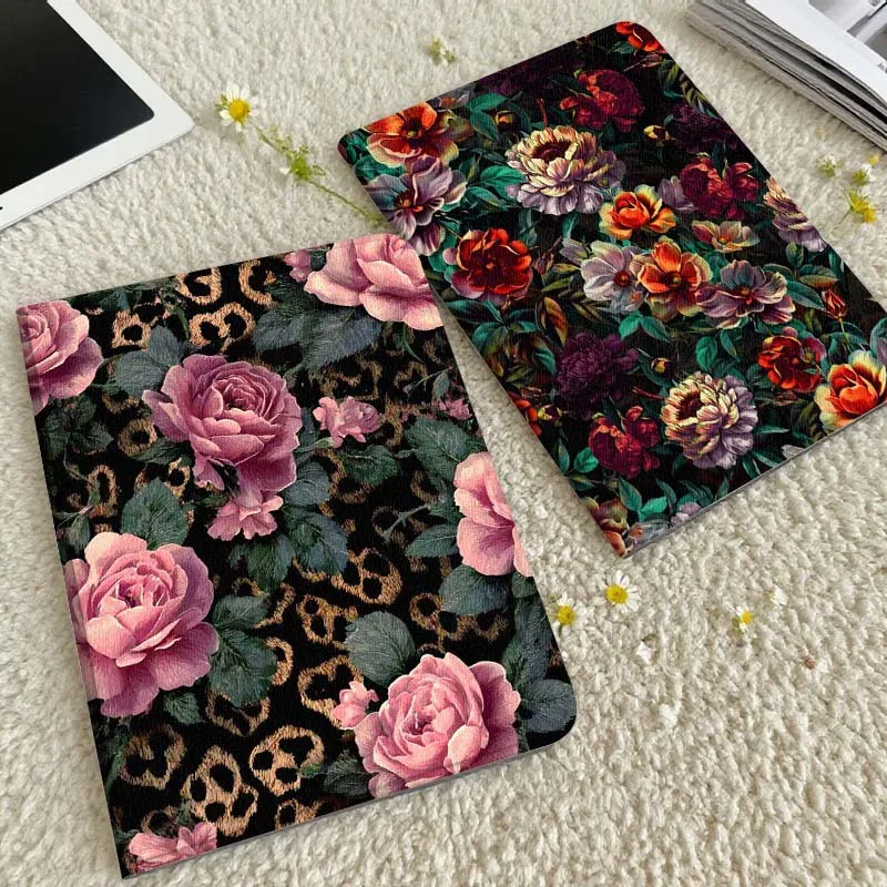 

Чехол для планшета с розовым леопардовым принтом и розами для Xiaomi Redmi Mini Pad SE K 2 4 5 6 7 8 2023 2025 11 8.8 11.2 10.1 Pro