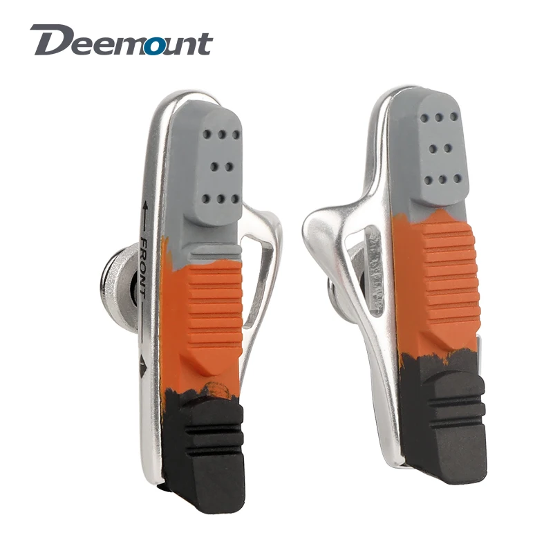 Road Bike Alloy C/V-Brake Pads W/ 55mm Detachable Rubber Inserts Low Noise All Weather Use Alloy Steel Wheel Rim Braking Blocks