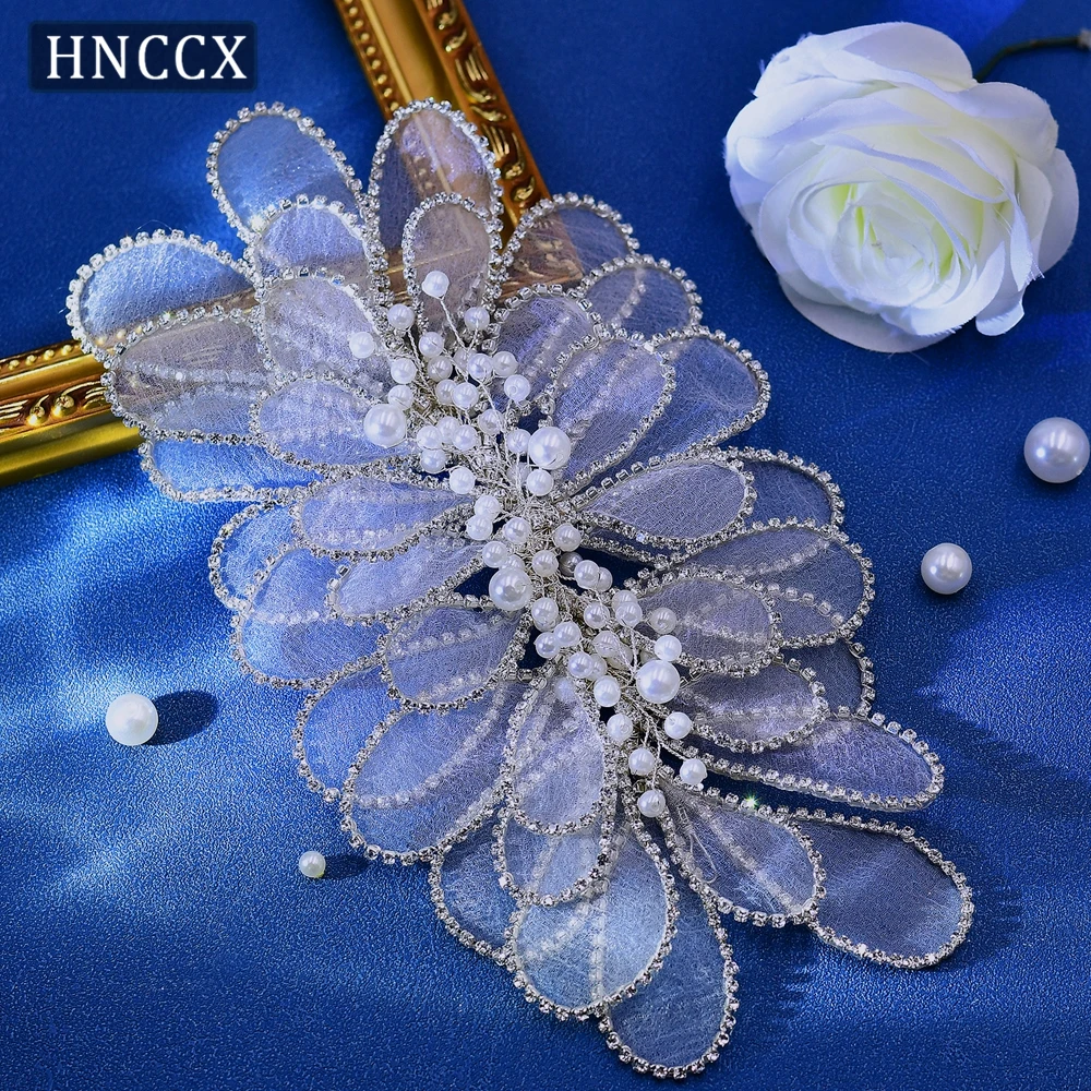 HNCCX accesorios para el cabello de malla hechos a mano, decoración nupcial para el cabello, accesorios para el cabello de boda, diadema nupcial de perlas de lujo para mujer, CP681