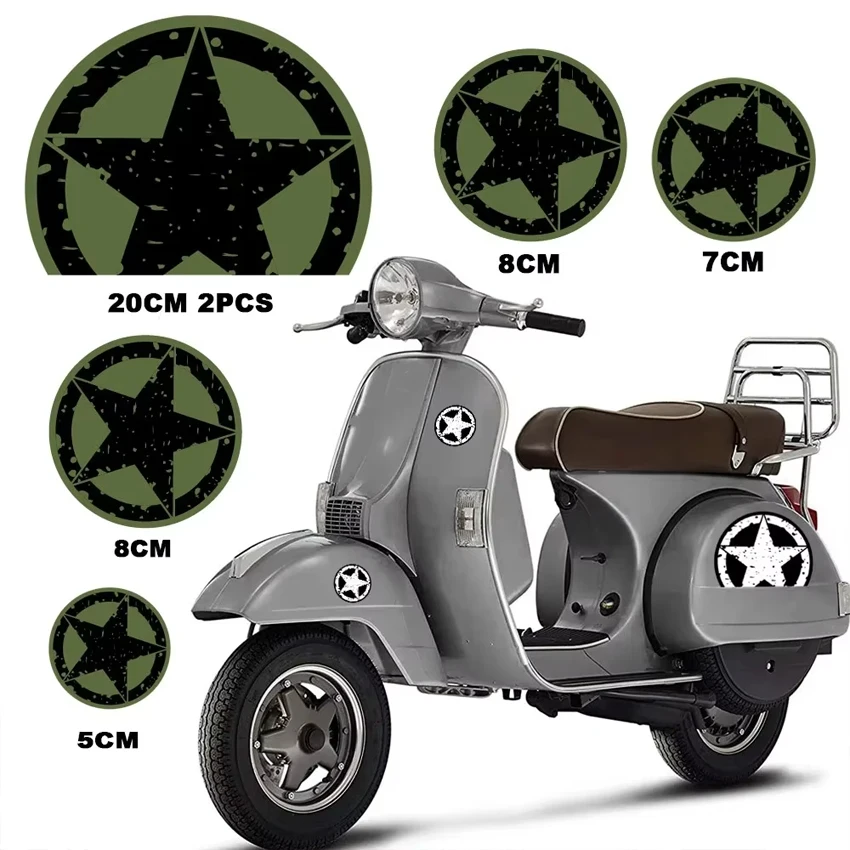 Five-pointed Star Round Vinyl Stickers Waterproof Motorcycle Helmet Scooter Car Body Decor Decal Accessories 3