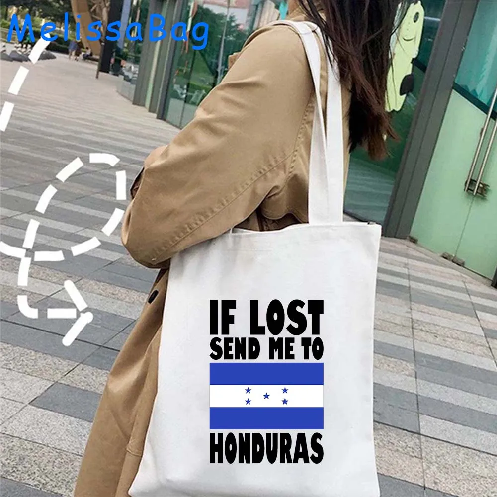 San Pedro Sula Arms of Honduras Country Map Flag Hondurian Girl Gift Women's Love Heart Shopper Canvas Tote Bag Shopping Handbag