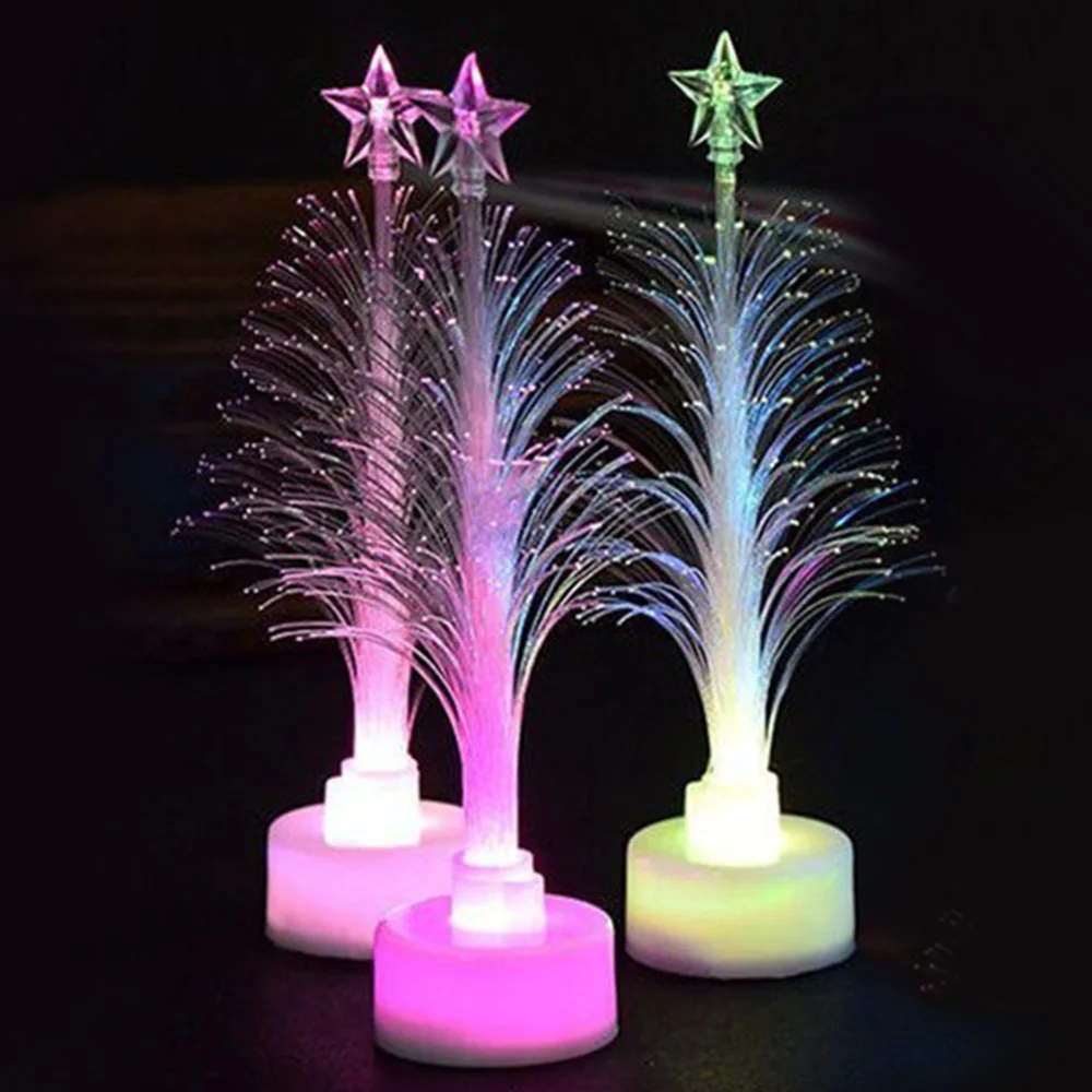 Luces LED de noche de fibra óptica de colores, lámpara Flash de noche de Navidad, regalo de Navidad, decoraciones para el hogar, lámparas de mesa LED de vacaciones, adornos