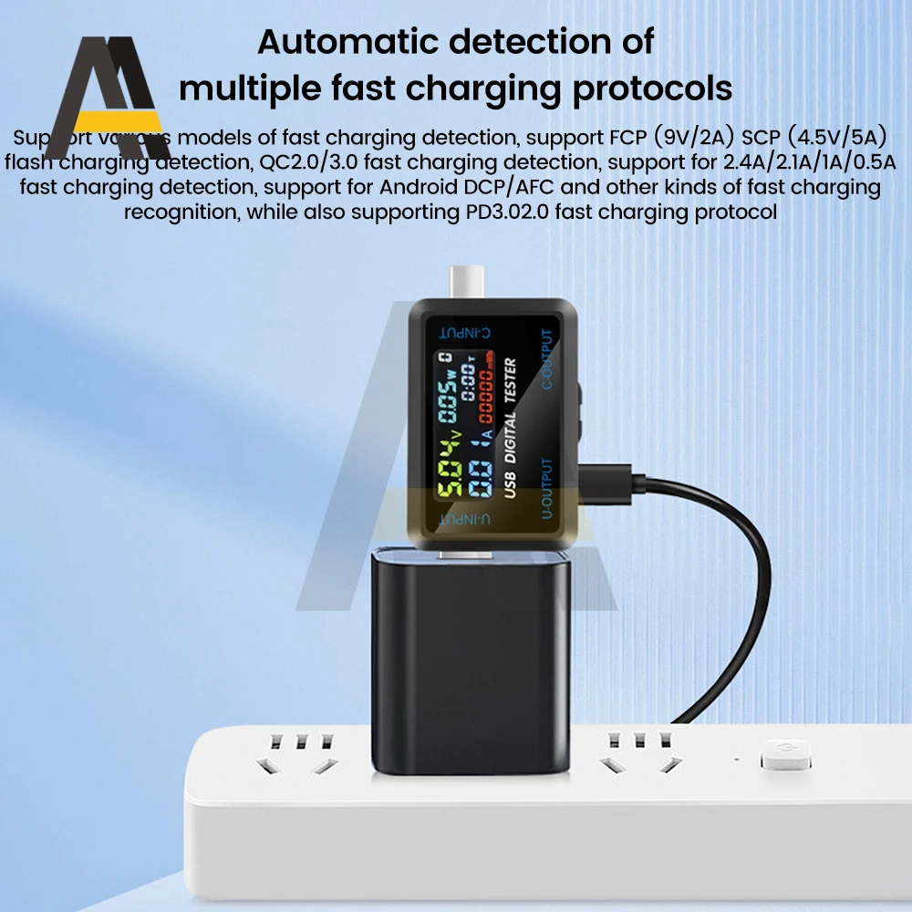 Testador de capacidade de corrente de tensão dc 4.5-36v 0-8a, multímetro com display digital, testador multifuncional, amp, volt, amperímetro, detector