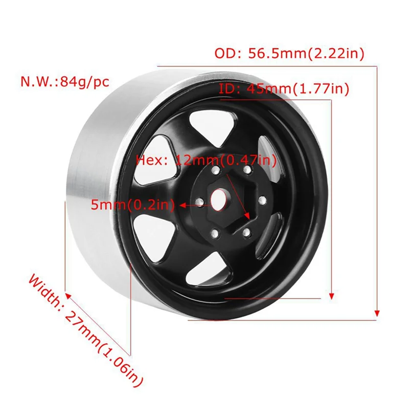 3CGRO-4 Pezzi 1.9 "Beadlock Offset Negativo -8.9Mm Mozzo Cerchione Per 1/10 RC Auto Gen8 VS4-10 Redcat Tamiya SCX10 90047 TF2 D110