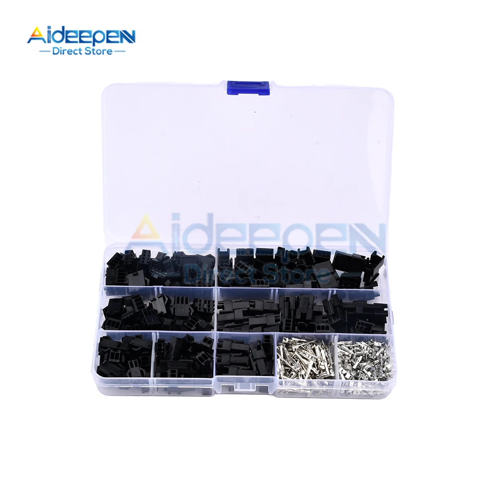 480Pcs 2.54mm Pitch SM 2P 3P 4P Pin Male And Female Rubber Shell Air Butt Joint Terminal Connector Set