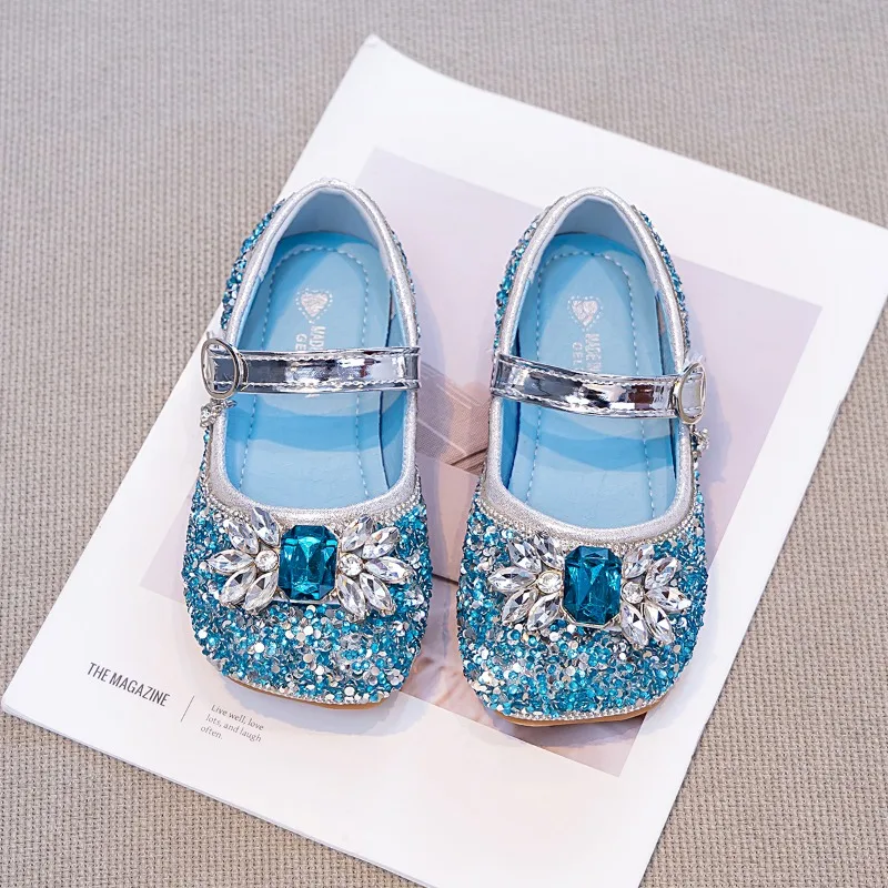 Girls Flat Shoes Spring Autumn New Luxury Rhinestone Children's Flats Fashion Sequins Girls Causal Comfort Princess Ballet Shoes